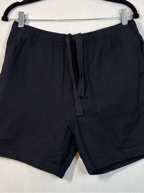 The Territory Ahead Black Basketwave Drawstring Cotton zip fly Shorts